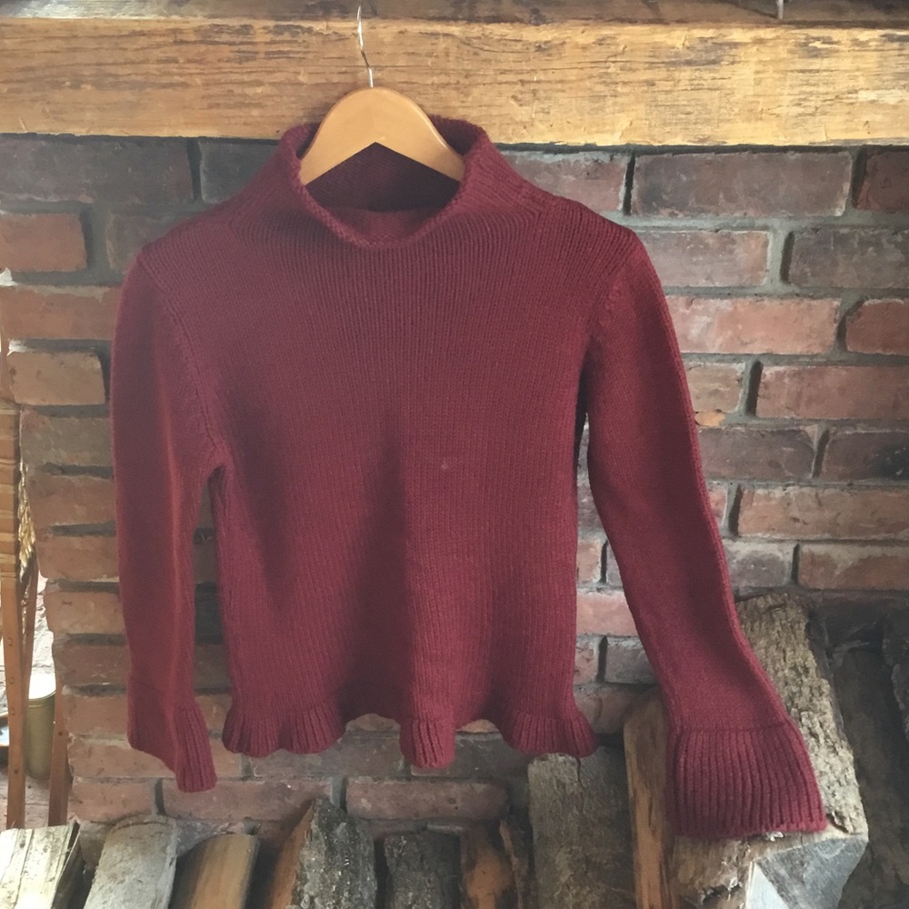 Elegant Maroon Turtleneck Sweater 100% Merino Wool